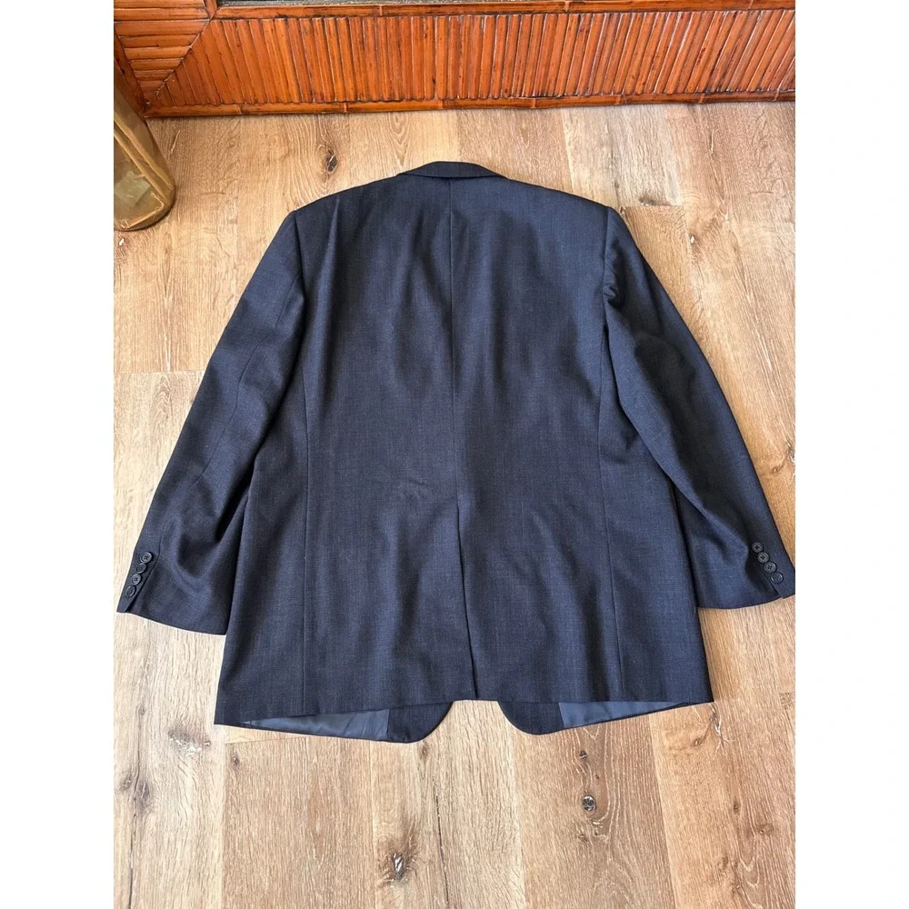 Lanvin Paris Charcoal Vintage Mens Virgin Wool Blazer Sport Coat Size XL
